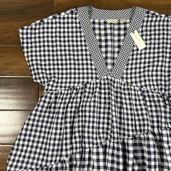 Anthropologie 11.1 TYLHO Women's Size XL Blue White Gingham Tunic‎ Dress - Picture 2 of 11